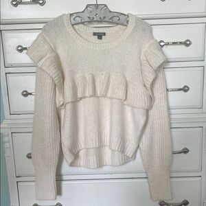 Wild Fable Cream Ruffle Knit Sweater